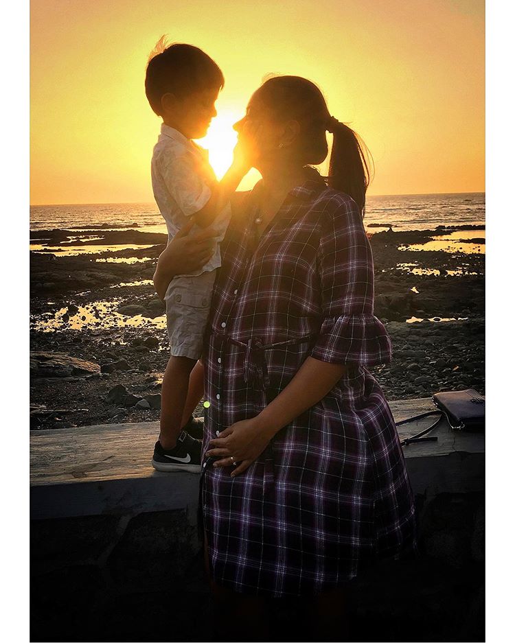 Sameera Reddy with son, Hans Varde