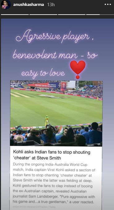 Anushka Sharma Praises Virat Kohli's Gesture