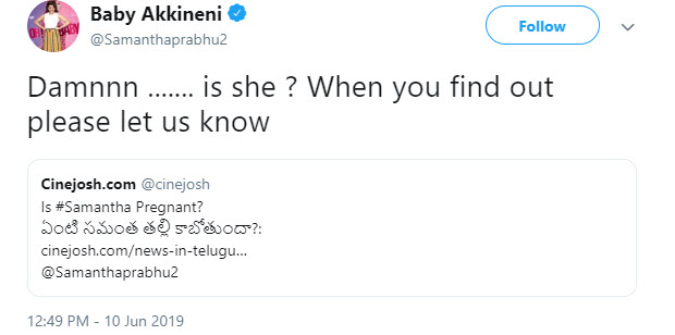 Samantha Ruth Prabhu Replies On Twitter To A Report On Her Pregnancy