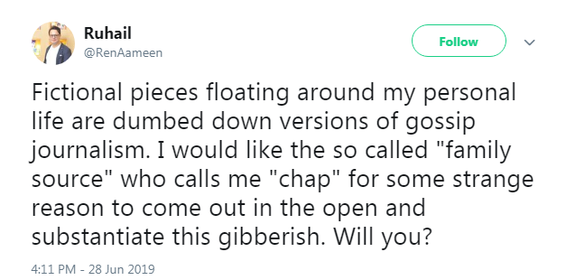 Ruhail's tweet