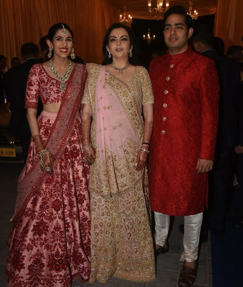 Nita Ambani, Akash Ambani and Shloka Mehta