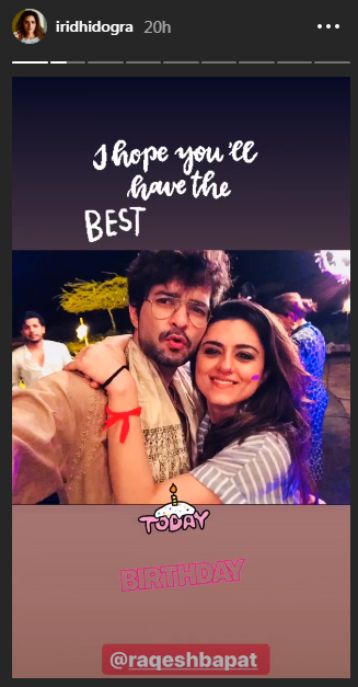 Ridhi Dogra birthday wish for Raqesh Bapat