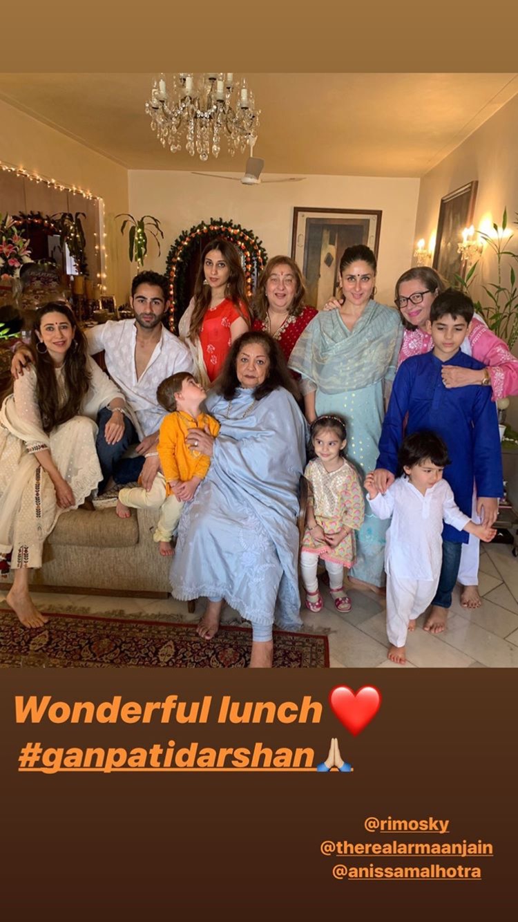 Kareena Kapoor Khan, Karisma Kapoor, Babita, Hiroo Johar, Armaan Jain, Anissa Malhotra, Kiaan Raj Kapoor, Taimur Ali Khan, Roohi Johar and Yash Johar