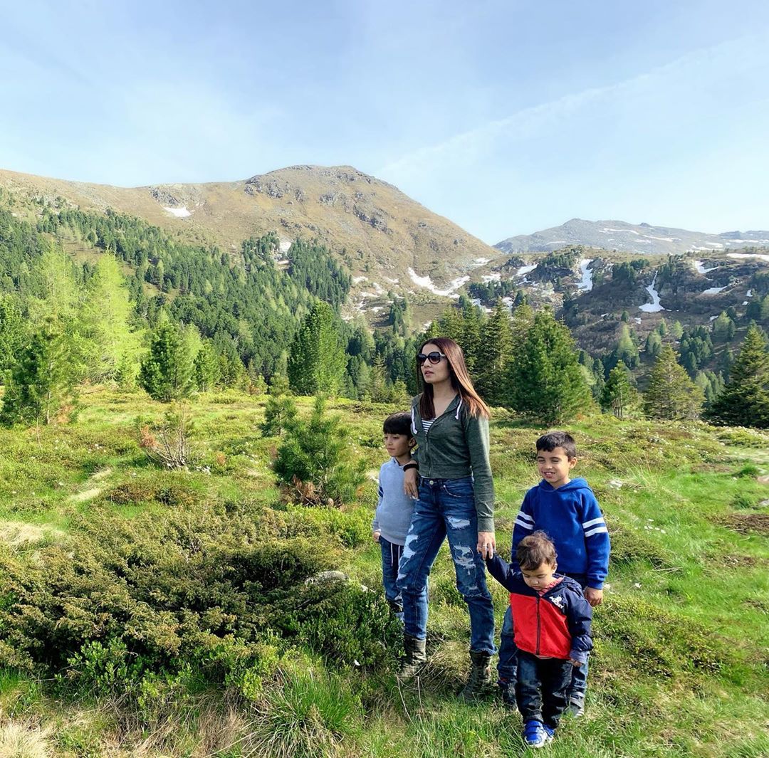 Celina Jaitly, Viraaj Jaitly Haag, Winston Jaitly Haag and Arthur Jaitly Haag