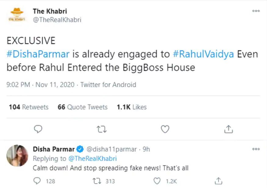 Rahul Vaidya Disha Parmar Engaged