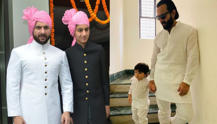 Saif Ali Khan with Taimur Ali Khan and Ibrahim Ali Khan