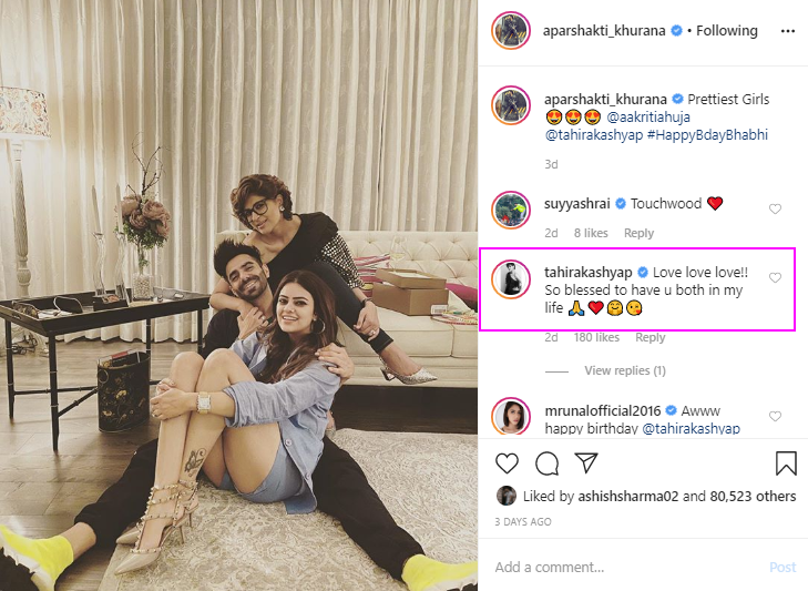 Aparshakti Khurana, Aakriti Ahuja and Tahira Kashyap