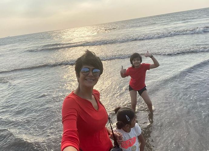 Mandira Bedi with her kids