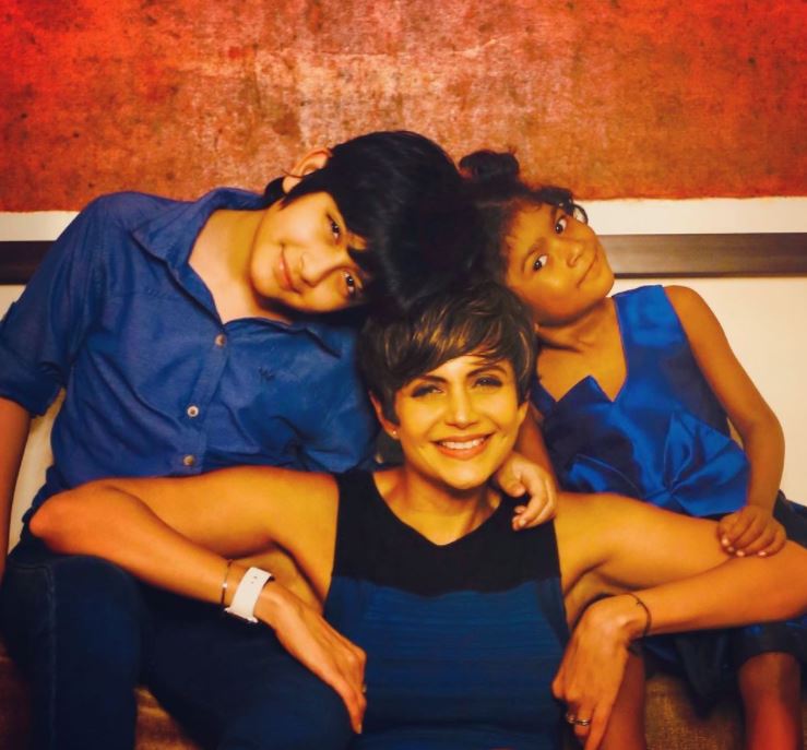 Mandira Bedi with her kids 