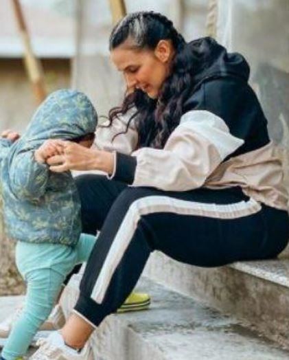 Neha Dhupia with her daughter