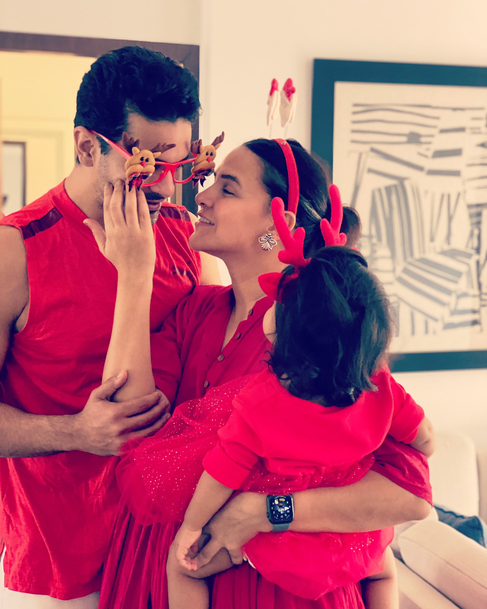 Neha Dhupia, Angad Bedi and Mehr Dhupia Bedi