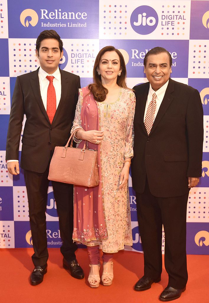 Nita Ambani, Akash Ambani and Mukesh Ambani