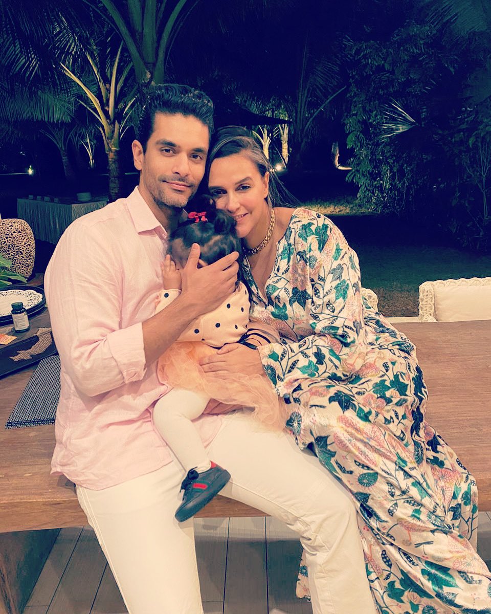 Neha Dhupia, Angad Bedi and Mehr Dhupia Bedi