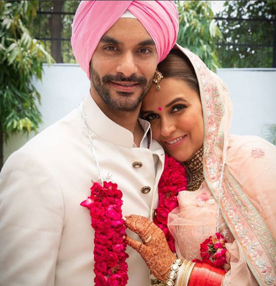 Neha Dhupia Angad Bedi Wedding in Anamika Khanna