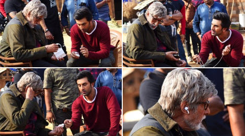 Ranbir Kapoor and Amitabh Bachchan on Brahmastra sets