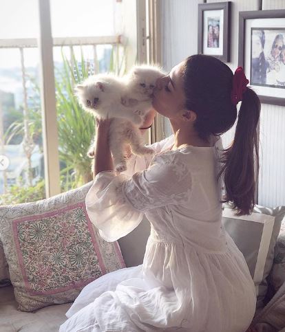Jacqueline Fernandez with cats
