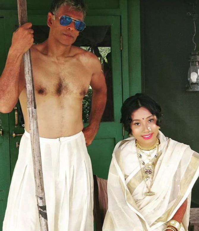 Milind Soman and Ankita Konwar