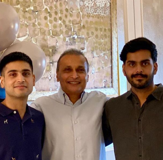 Anil Ambani with his sons