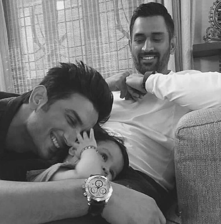 Mahendra Singh Dhoni, Sushant Singh Rajput and Ziva Dhoni