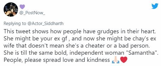 Siddharth cryptic post ex-girlfriend samantha