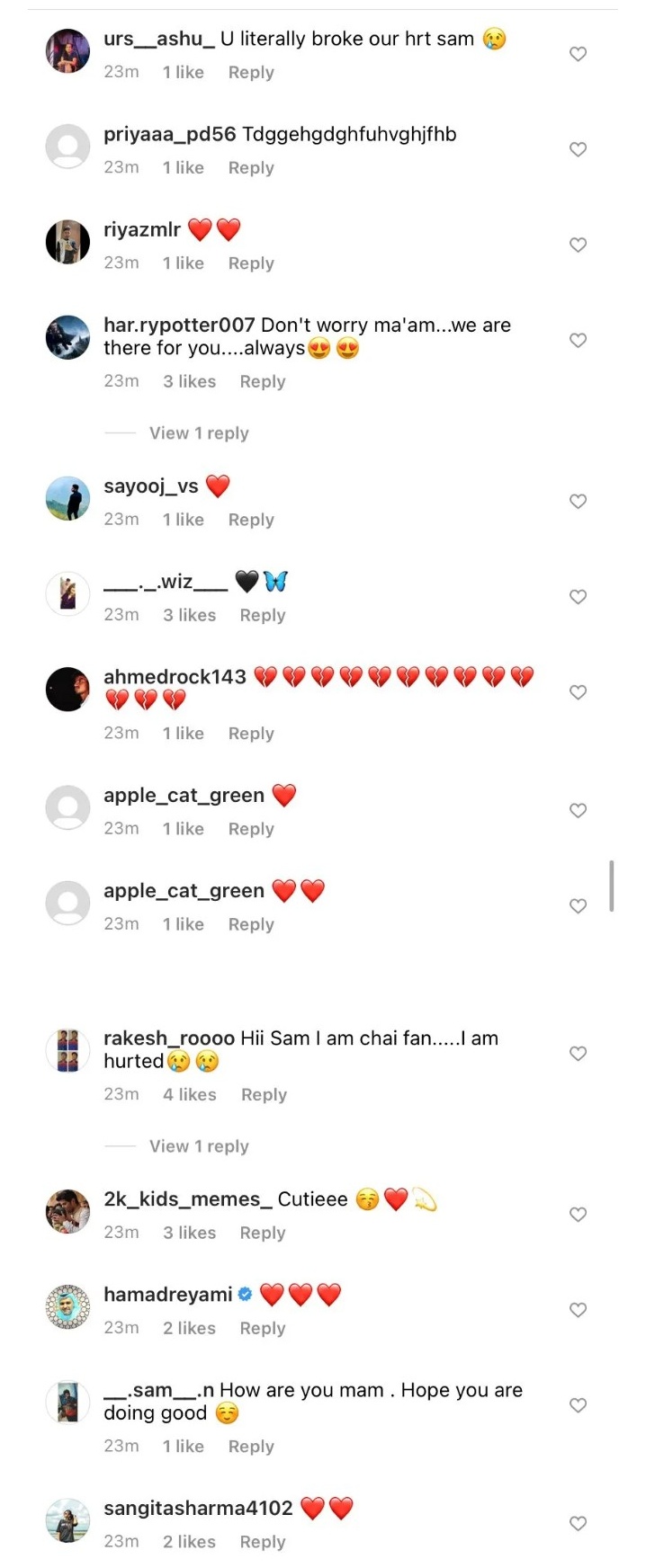Comments by fans