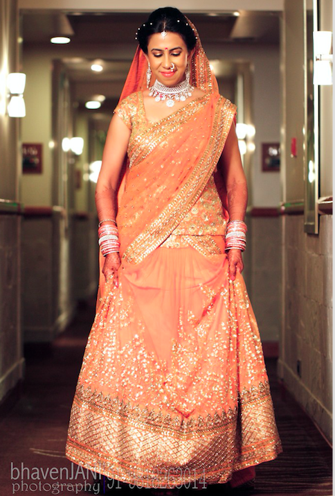 sabyasachi orange lehenga for brides