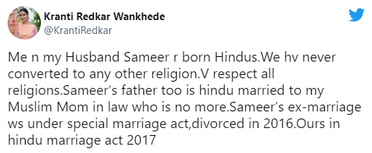 sameer wankhede wife kranti redkar marriage proof