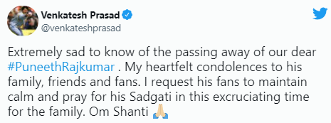 Puneeth Rajkumar death celebrities reactions condolences  