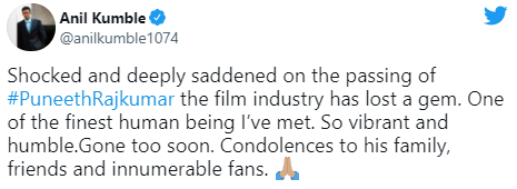 Puneeth Rajkumar death celebrities reactions condolences  