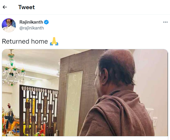 rajnikanth returns home