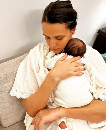 neha dhupia son newborn white twinning