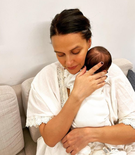 neha dhupia son newborn white twinning