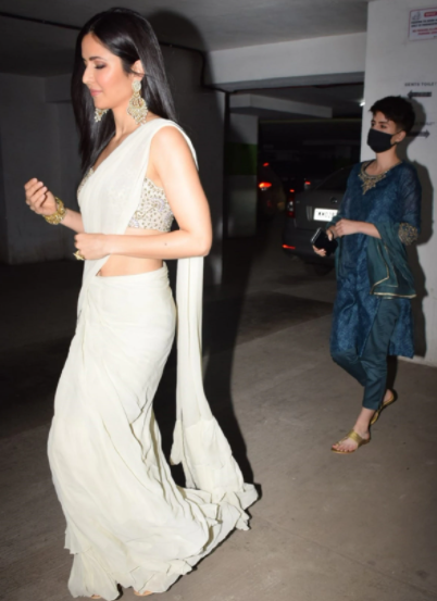 Katrina kaif white pristine saree vicky kaushal