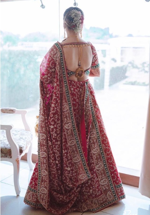 Coral Color Raw Silk Lehenga with Mirror and Gotta Embroidery PADMAVAT –  Panache Haute Couture