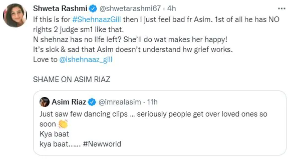 Asim Riaz Tweet on Shehnaaz Gill viral dance videos Sidharth Shukla