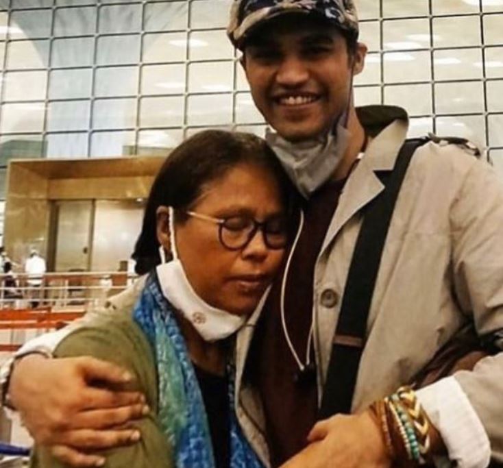 Babil Khan with his mother