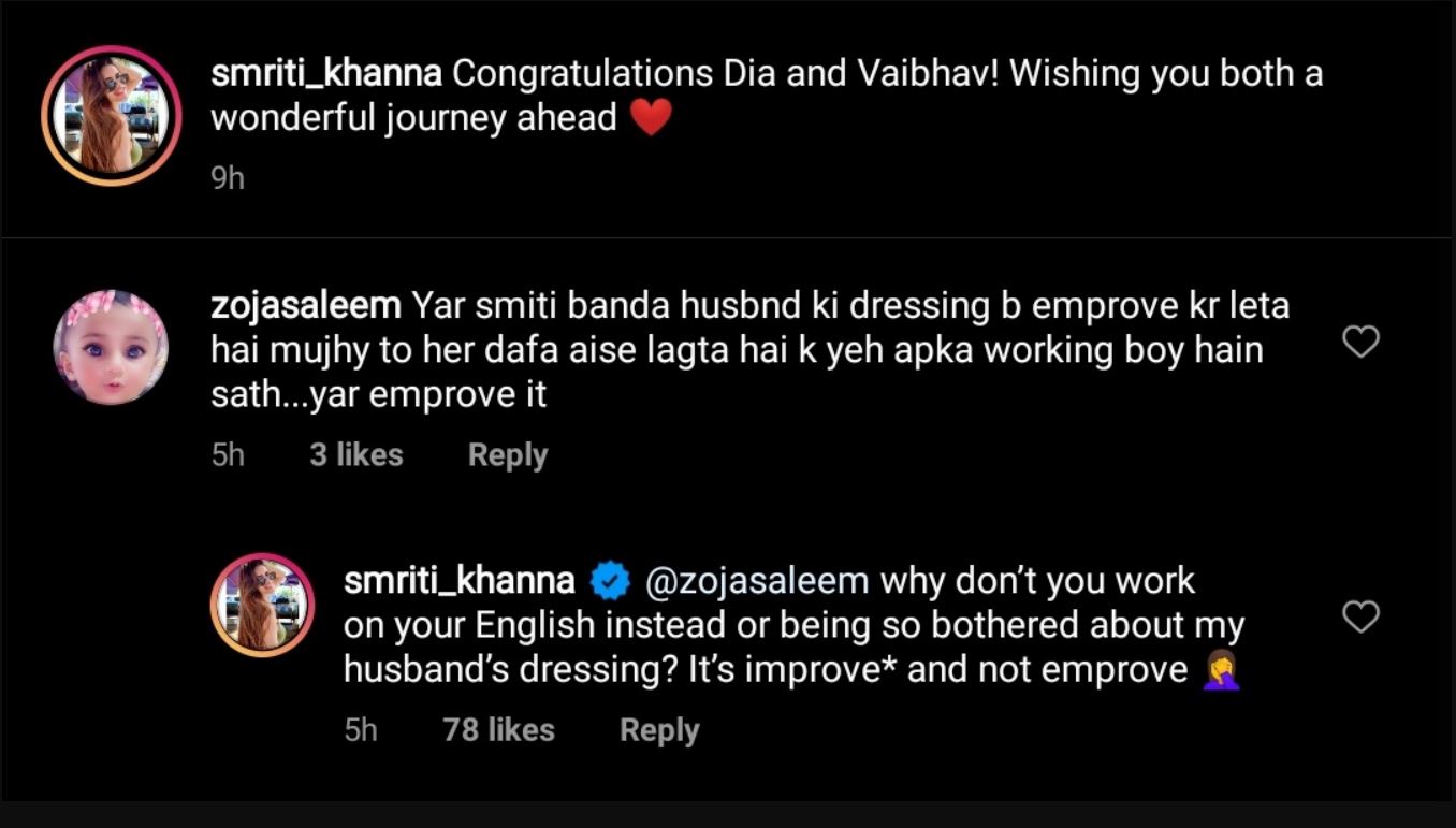 Smriti Khanna comment