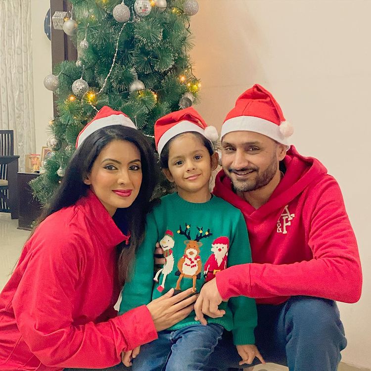 Geeta Basra, Harbhajan Singh and Hinaya