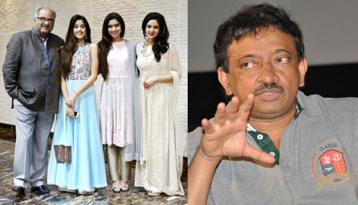 Ram Gopal Varma with Sridevi Boney Kapoor Khushi Kapoor Janhvi Kapoor
