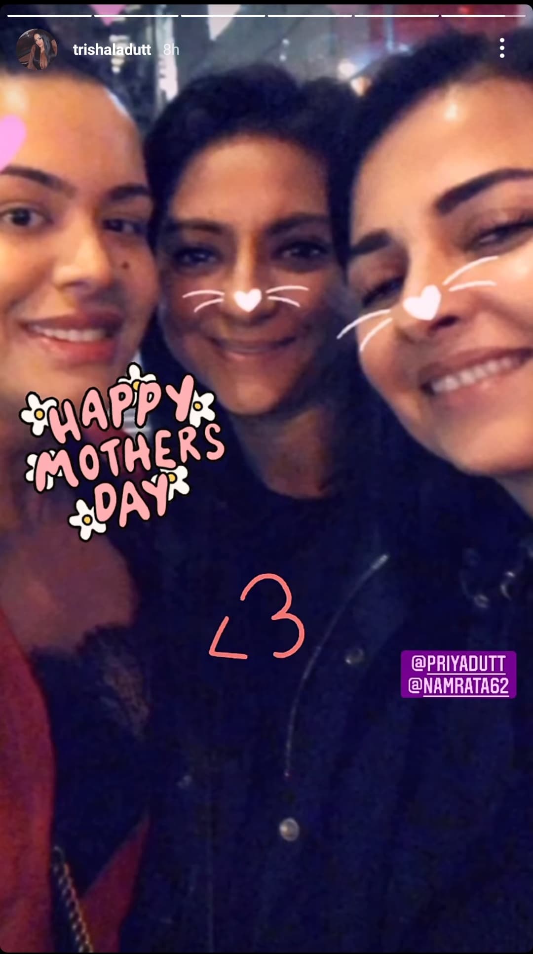 Priya Dutt, Namrata Dutt and Trishala Dutt