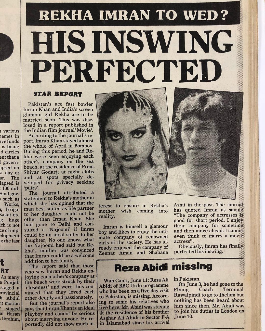 Old article claims Rekha relationship with Imran Khan