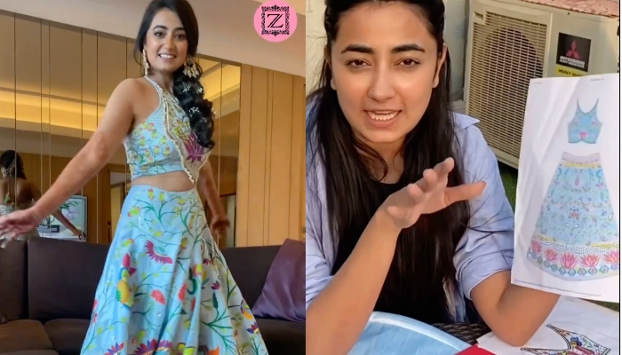 bride who had handpainted her mehendi outfit