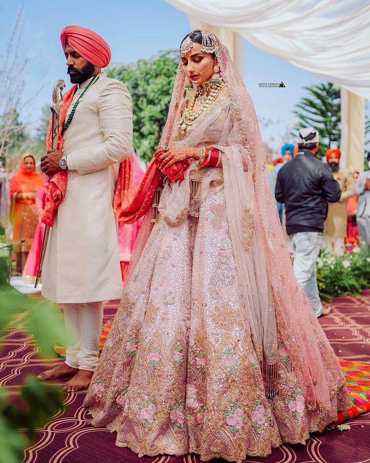 Jasleen and Hartaj on their wedding day