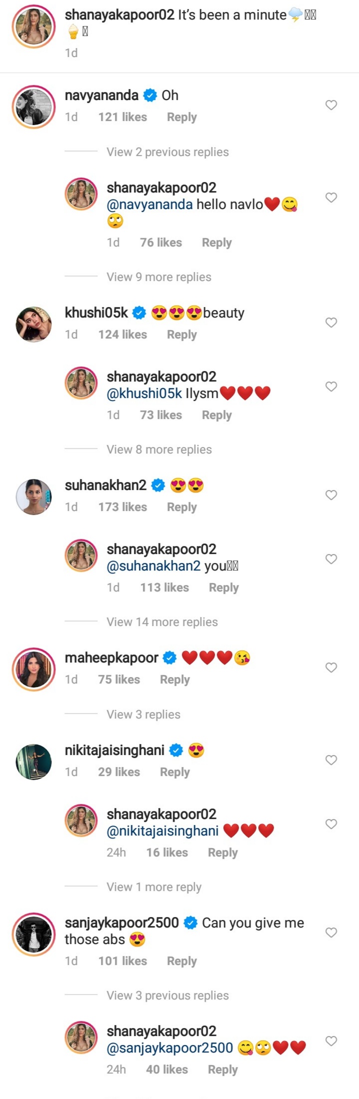 Comments on her post