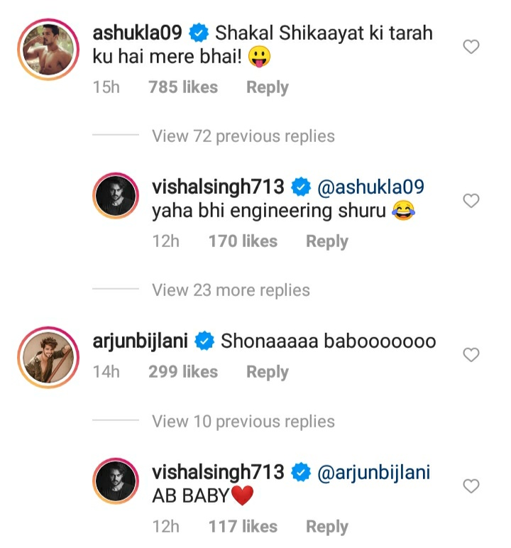 Abhinav Shukla and Arjun Bijlani's comment