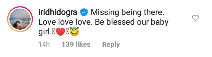 Ridhi Dogra's comment