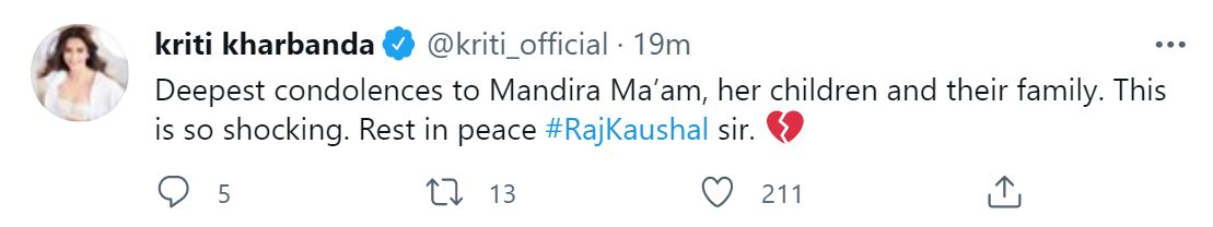 Kriti Kharbanda Eulogy For Raj Kaushal