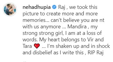 Neha Dhupia Eulogy For Raj Kaushal