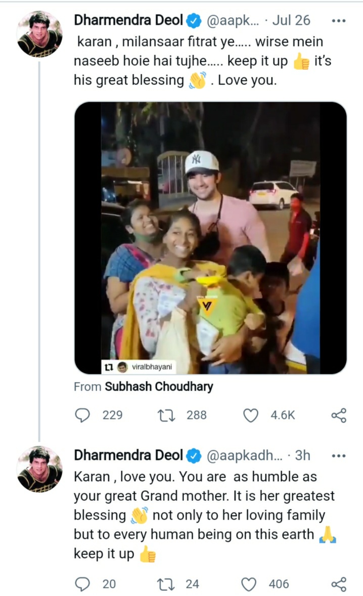 Dharmendra's post