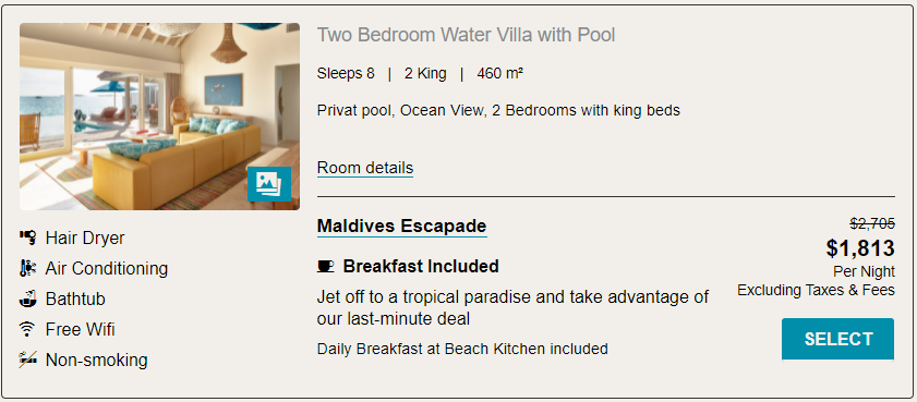 Sana Khan Water Villa Vacation Cost